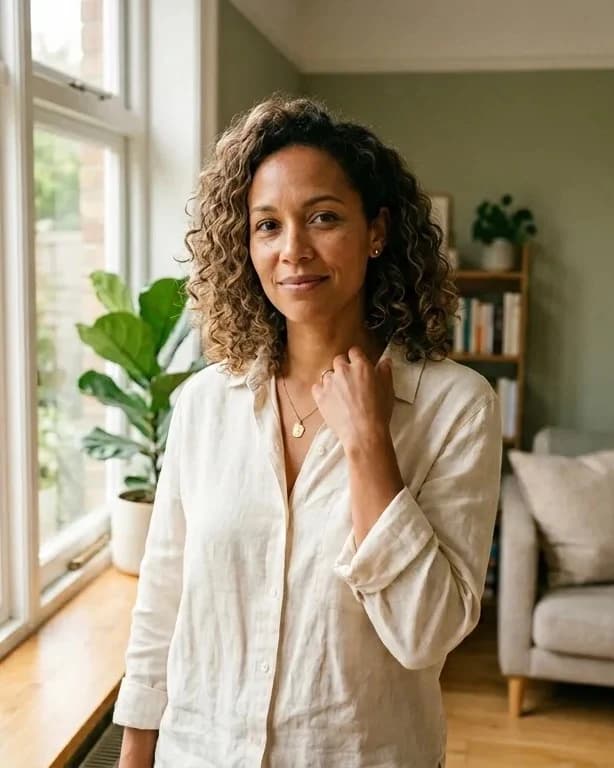 Bi-racial woman representing whole-woman wellness